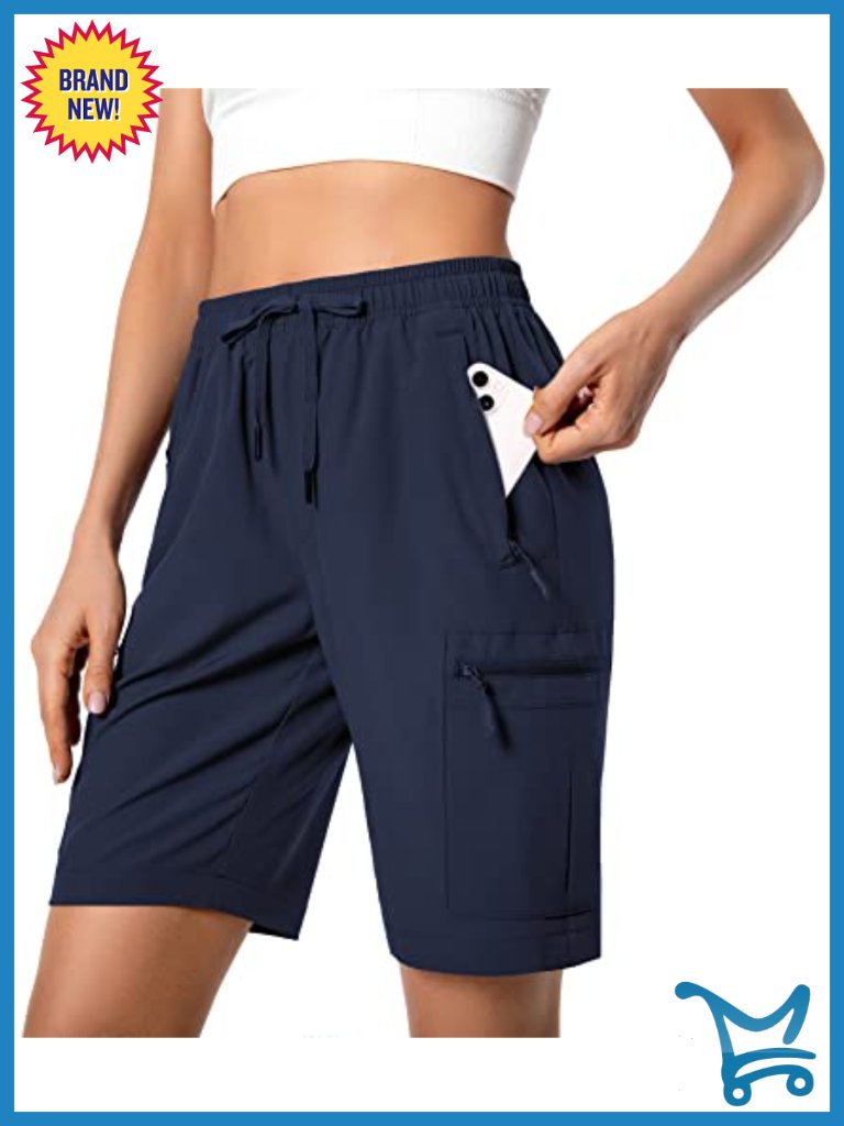 Women's Lightweight Hiking Cargo Shorts Quick Dry Athletic Shorts 5 Zipper